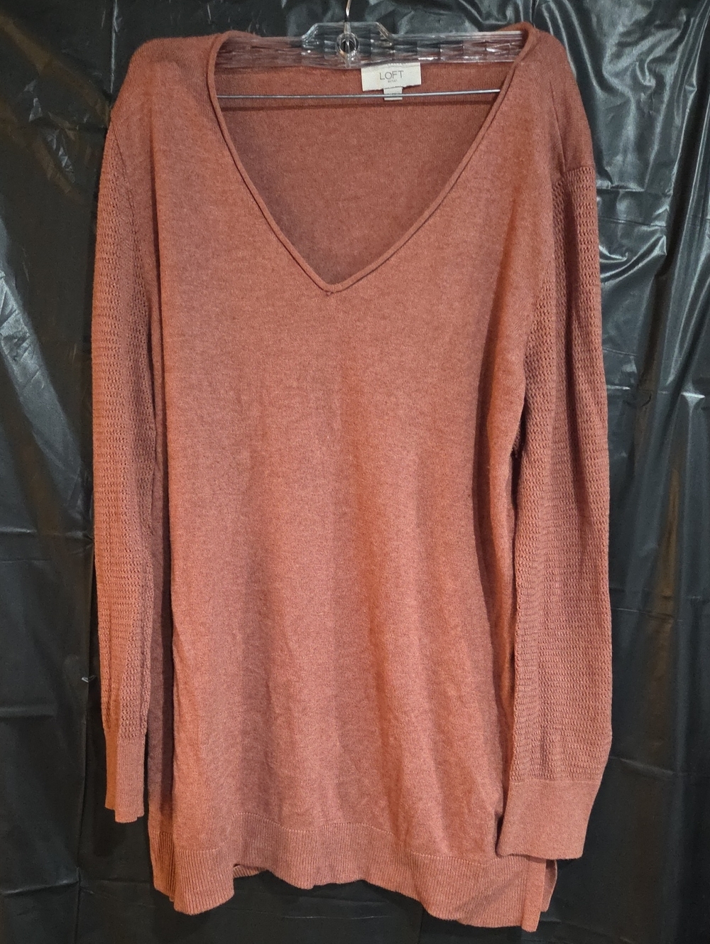 LOFT Rust V-Neck Long Sleeve Sweater